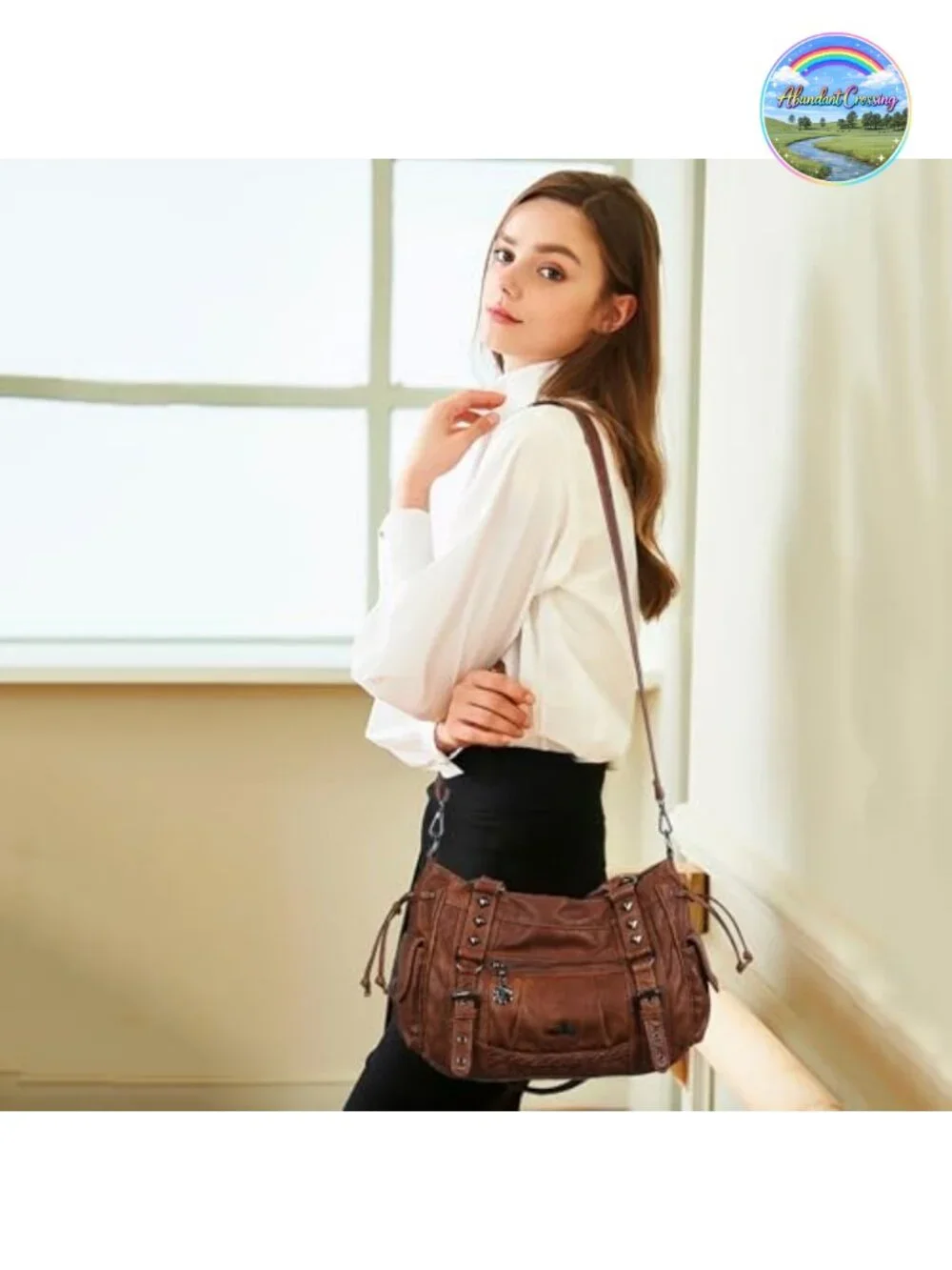 Multi Pocket Retro Hobo Handbag Satchel Tote Vegan Leather Shoulder Bag